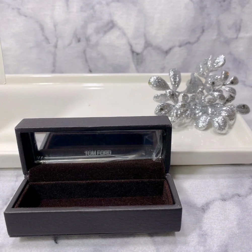 Tom Ford Lipstick Case,Brown Faux Leather, Magnetic Closure, Mirror Inside - NEW